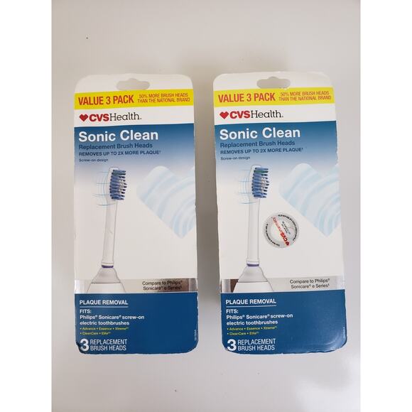 CVS Health 3 PACK Sonic Clean Philips Sonicare Replacement Screw On Brush Heads - Picture 2 of 5